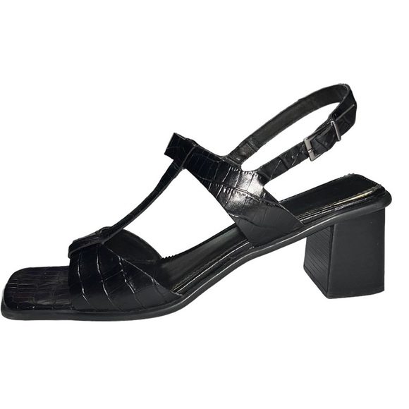 BANDOLINO *Vintage* (EUC) Kendra Black Leather T Strap Sandals, Size 9.5 - Picture 7 of 12